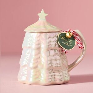 Merry Luster Christmas Tree Mug w lid Green